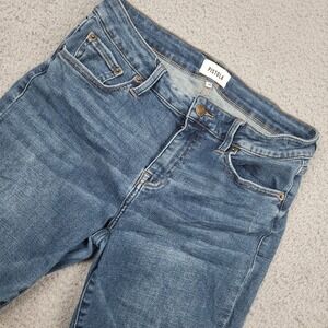 Pistola Denim Jeans Womens Size 29x25 Distressed Ripped Hem‎ Cropped Blue